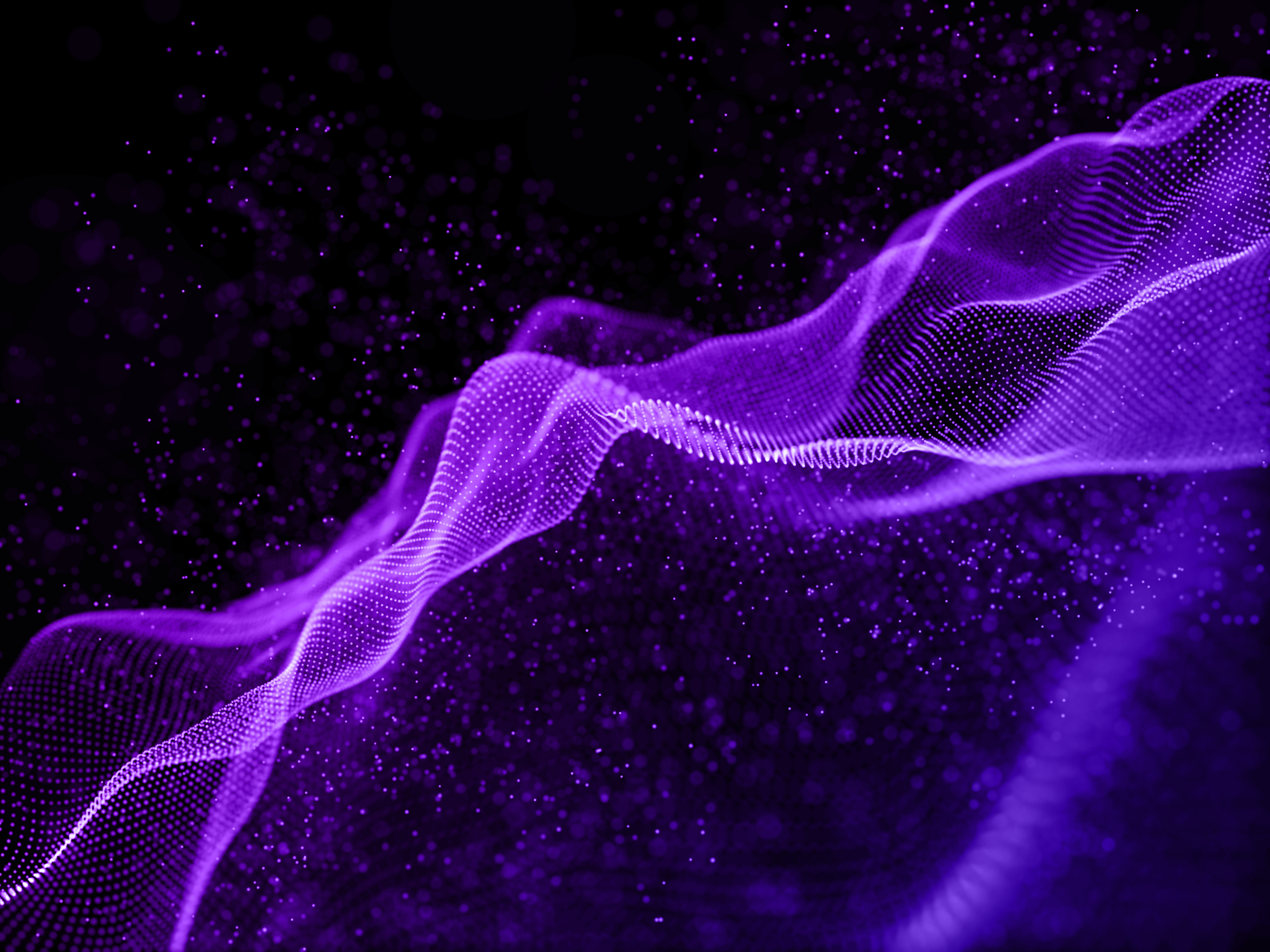 A flowing purple field of connected data points representing patterns and signals inside large volumes of error data.